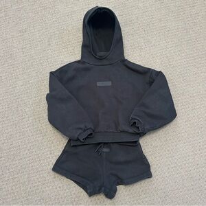 Fear of God Essentials hoodie and shorts set kids size 8 black